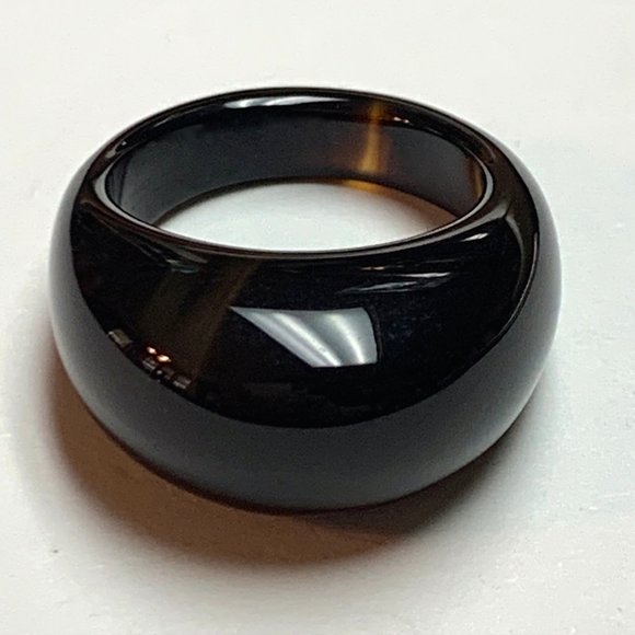 NWOT Brazilian Agate Jewelry - Brown Agate with Light Brown Strikes Polished Ring